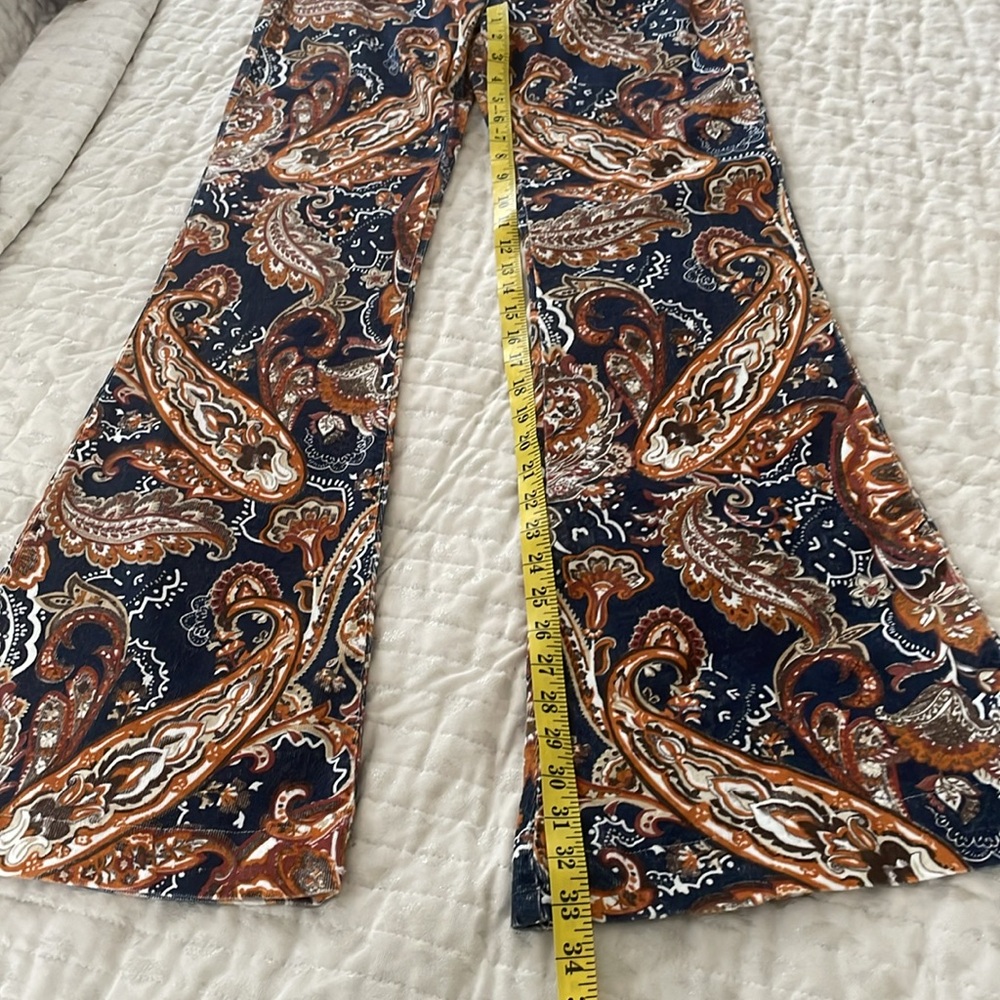 Shaft NWOT Lola Paisley VelvetCorduroy‎ Pants Italian RARE Blue/Rust Size 29/33 - Picture 8 of 12